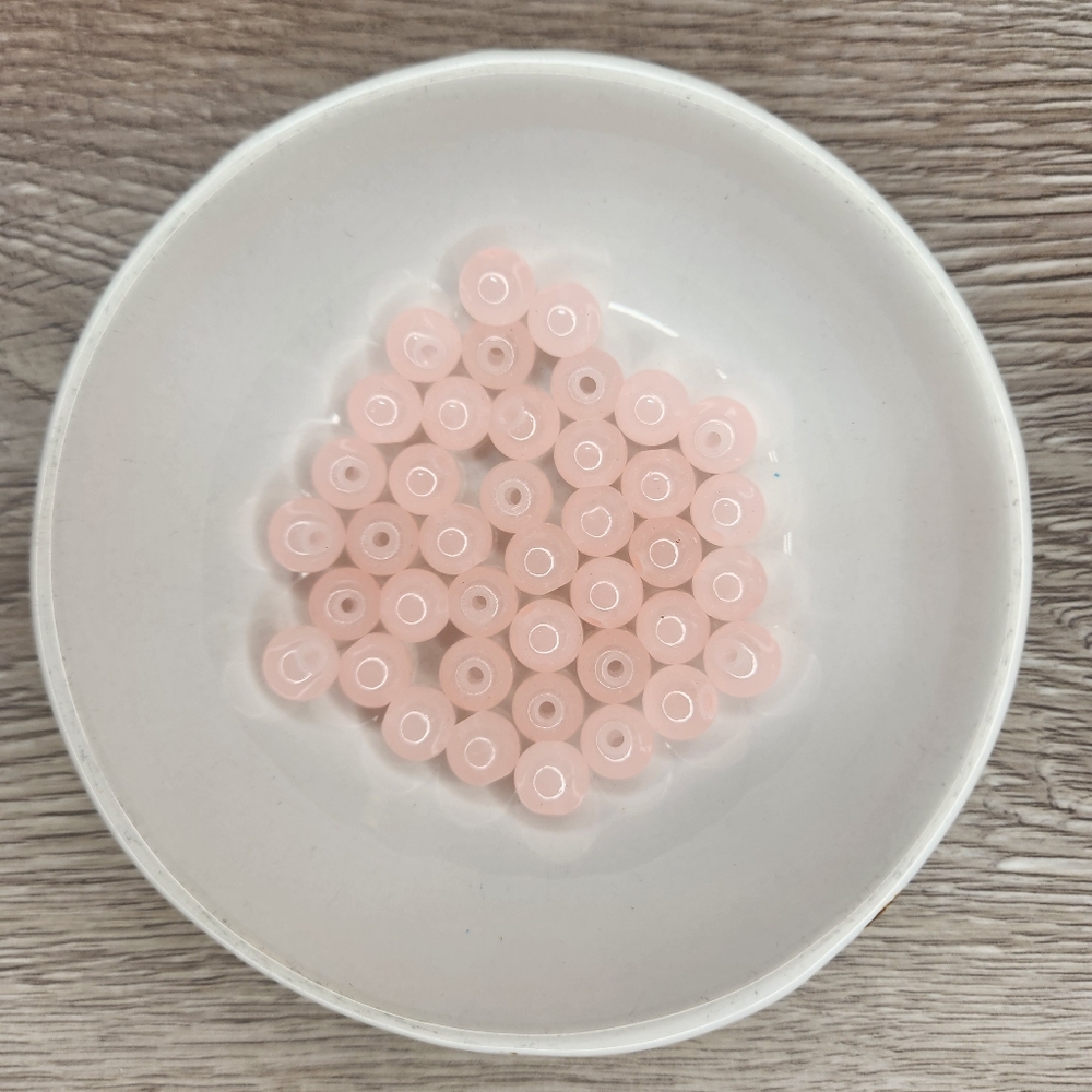Pink Glass Beads 8mm Round 40 Bead Count #74